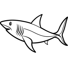 Minimalist Mako Shark Line Art
