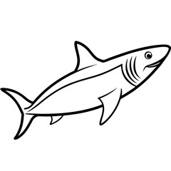 Minimalist Mako Shark Line Art