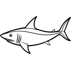 Minimalist Mako Shark Line Art