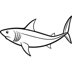 Minimalist Mako Shark Line Art