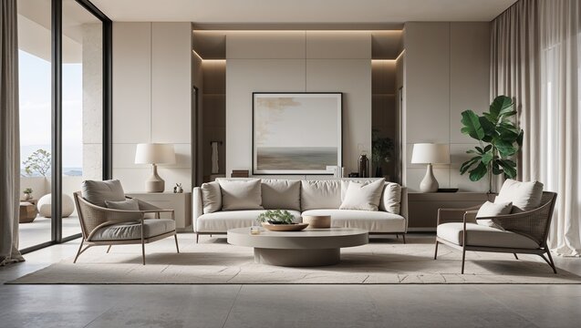Neutral tones and sleek surfaces create a peaceful space