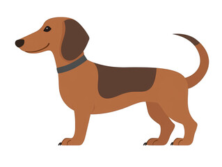 Illustration Of A Brown Dachshund Dog With A Black Collar On Transparent Background
