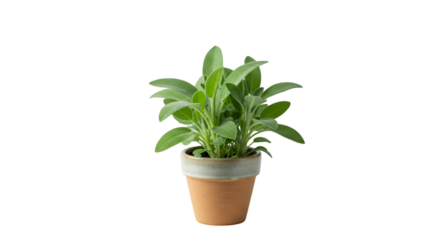 Green sage plant terracotta pot