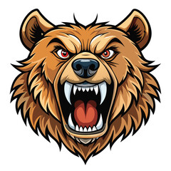 Obraz premium Angry Grizzly Head Illustration