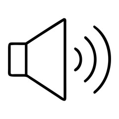 Sound speaker volume icon in black outline, Vector illustration of a speaker icon on transparent background