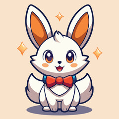 Fototapeta premium Cute cartoon animal with bow tie