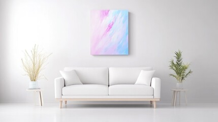 Pastel Abstract Canvas Art on White Wall