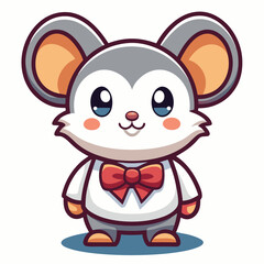Cute cartoon mouse wearing a bow tie