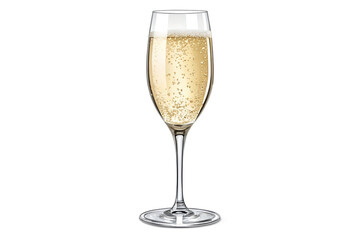 Glass of champagne isolated. Png transparency