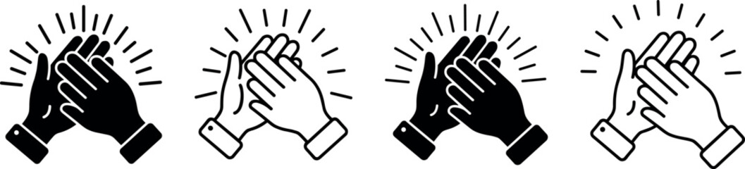 Obraz premium Applause flat and line icons set. Clapping hands symbol