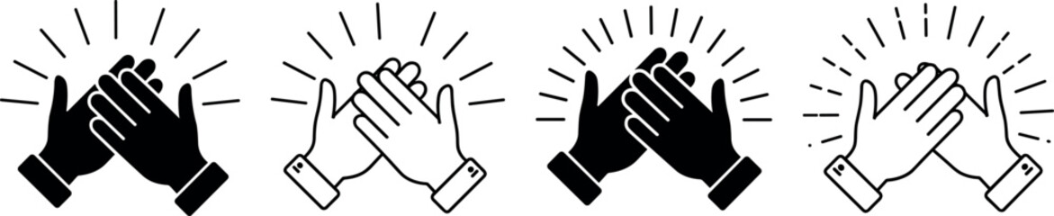 Applause flat and line icons set. Clapping hands symbol