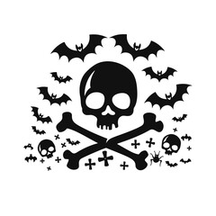 Vector black silhouette of Halloween