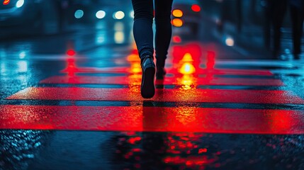 Illuminated Pedestrian Crossing at Night for Safe Urban Walking  