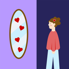 Illustration about self-love. Body positivity and Acceptance