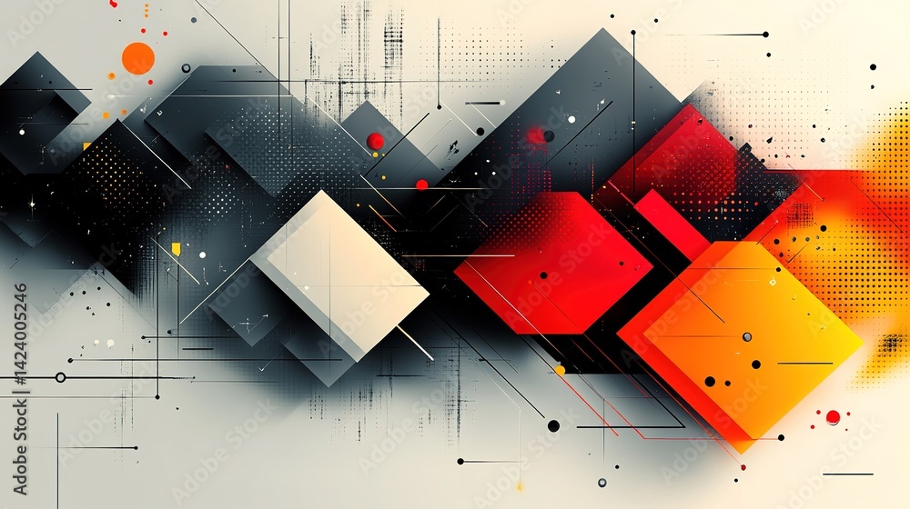 Poster abstract geometric design with vibrant colors and dynamic lines
