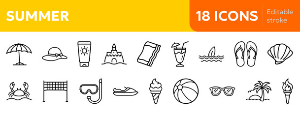 Naklejka premium collection of illustrated summer theme icons