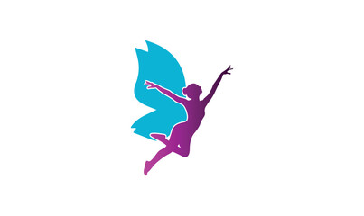 Obraz premium FLYING WOMAN BUTTERFLY LOGO DESIGN