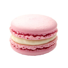 Pink macaron with creamy filling delicate pastry dessert stock photo