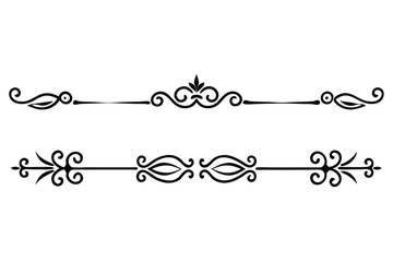 Flourish Divider Calligraphic Swirl Lines and Black Filigree Ornament