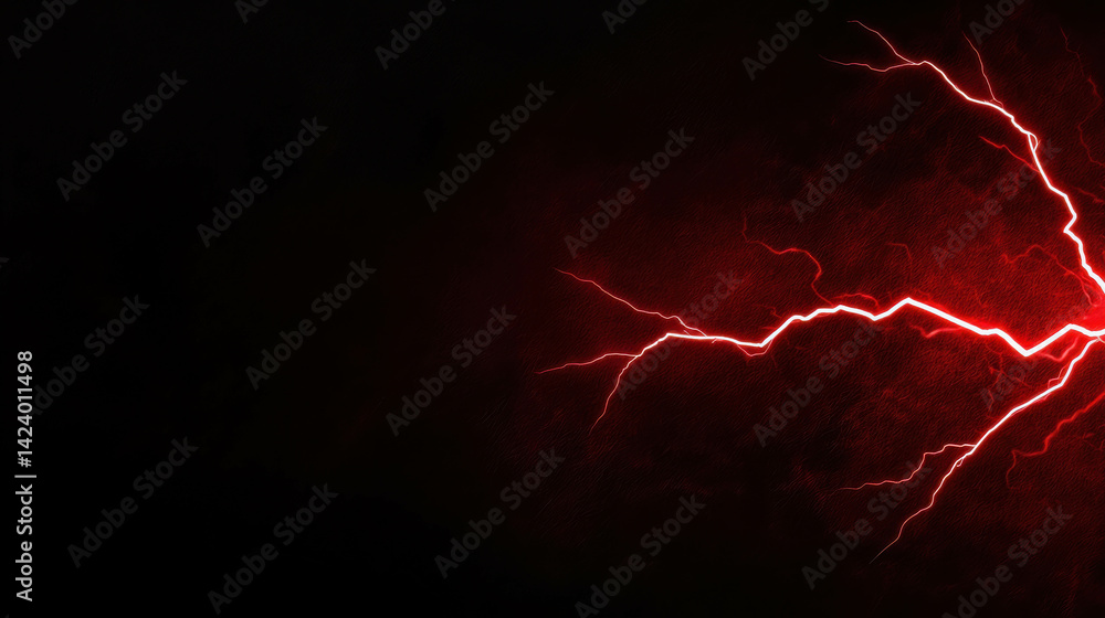 Poster striking red lightning burst illuminating dark background for dramatic visual impact