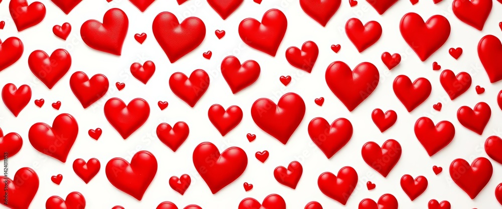Poster seamless vector pattern of red hearts on white background, pattern, print