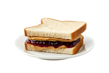 Delicious Peanut Butter and Jelly Sandwich on White Plate