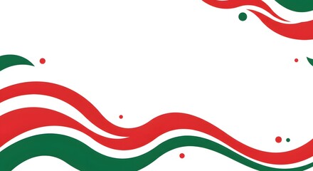 Wavy Red and Green Abstract Design on White Background