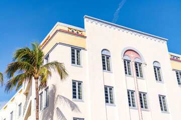 Ocean drive. Miami South Beach in Ocean Drive. Art Deco building architecture. Architectural building. Art deco architectural district. Art Deco. Modern building of Miami beach. Modern house