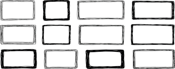 Obraz premium Grunge black frames set. Dirty border vector