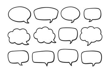 Obraz premium Seamless Pattern of Hand Drawn Speech Bubbles on White Background, Message Icons