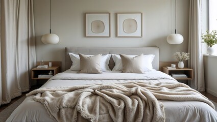Soft textiles and minimalist furniture combine for ultimate bedroom comfort