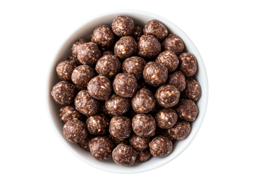 Top view chocolate cereal balls