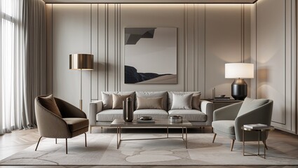 Sophisticated minimalism is achieved through sleek lines and subtle tones