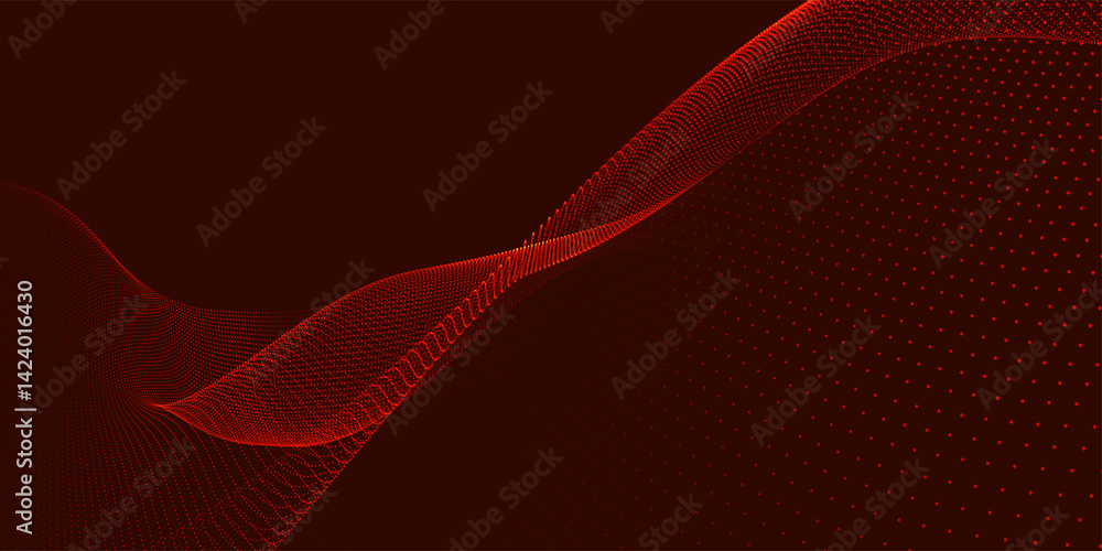 Poster futuristic dot wave. abstract digital particle wave. technology background. colored musical wave. da