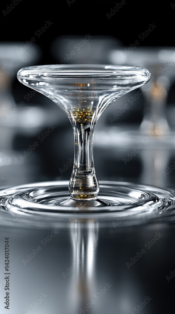 Poster a swirling pattern of liquid forms a delicate, intricate shape in mid-air