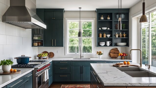 Streamlined design and thoughtful placement make this kitchen chic