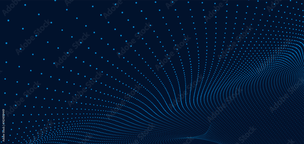 Poster futuristic dot wave. abstract digital particle wave. technology background. colored musical wave. da
