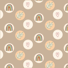Warm Neutral Aesthetic Face & Heart Pattern in Earth Tones