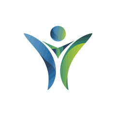 Vector Style Modern Abstract Human Figure Logo for Wellness and Fitness Branding on Transparent Background