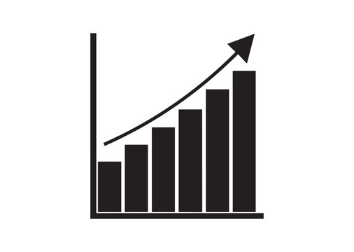 recommend clip art: Growth bar chart Icon, Growing graph silhouette vector