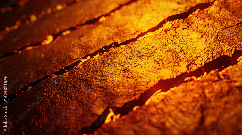 Aufkleber textured lava surface with glowing patterns and cracks radiating warmth and energy