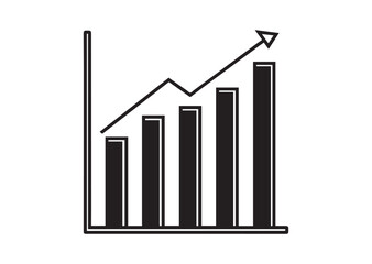 Growth bar chart Icon, Growing graph silhouette vector
