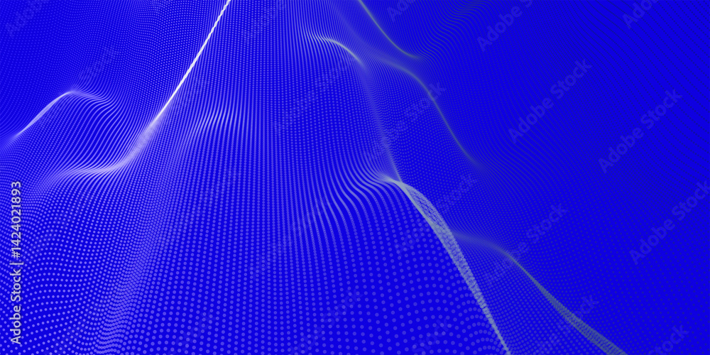 Poster futuristic dot wave. abstract digital particle wave. technology background. colored musical wave. li
