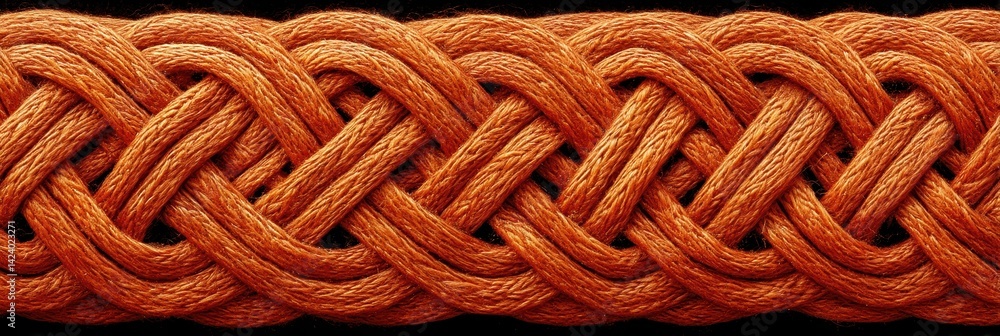 Poster celtic pattern showcasing intricate woven design in vibrant orange tones on a dark background