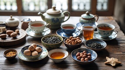 Tabletop gathers tiny stories nuts tea and clay made memory