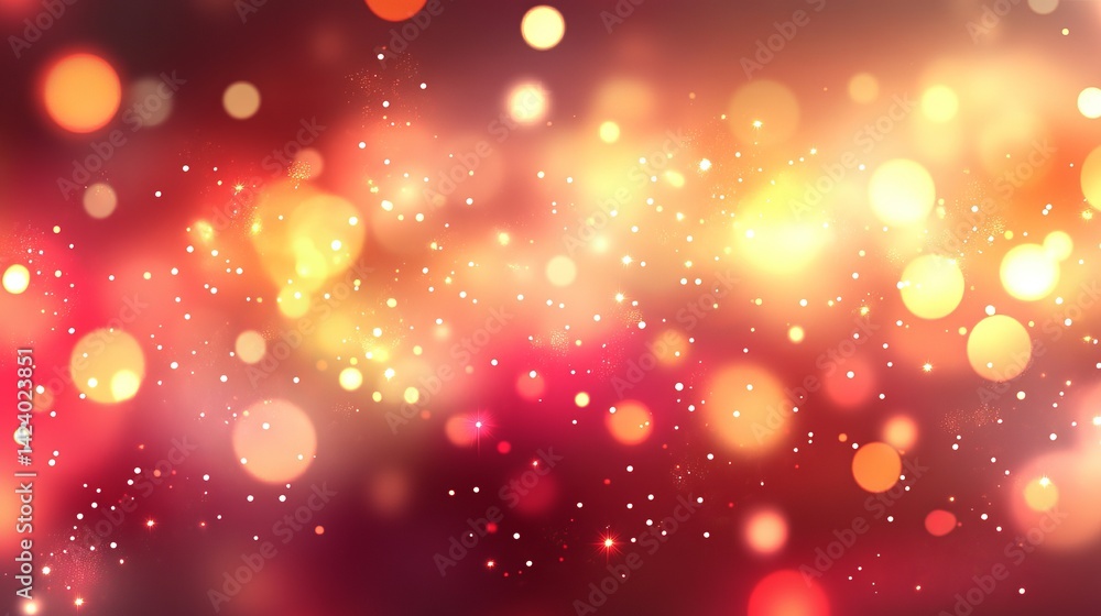 Poster red gold festive blurred lights sparkling background abstract design elegant shimmering bokeh textur