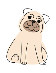 Little pug dog hand drawn