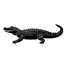 Naklejka premium Illustration of Alligator Silhouette with White Outline on Transparent Background