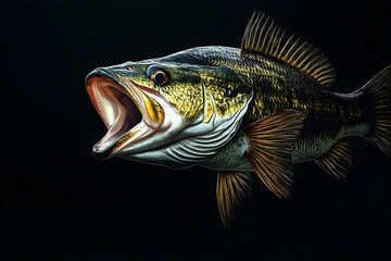 Naklejka premium Close-up of a largemouth bass in attack stance.