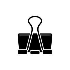 Black Binder Clip Icon: Office Stationery, Paper Holder Design
